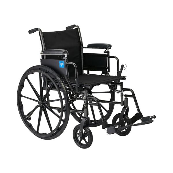 Medline 20 K3 Height Adjustable Wheelchair with Swing-Back Desk-Length Arms & Swing-Away Footrests